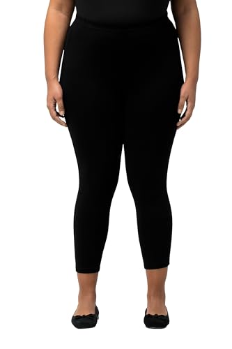 Ulla Popken Damen Stretch Knit Cropped Leggings Hosen, schwarz, 56W / 32L von Ulla Popken