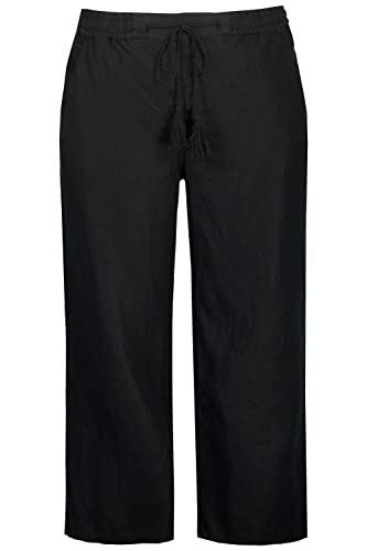 Ulla Popken Damen 7/8-Leinenhose Hose, Schwarz, 66-68 von Ulla Popken