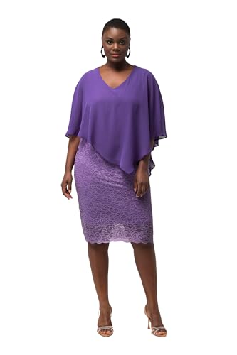 Ulla Popken, Damen, große Größen, Abendkleid, Chiffon-Cape, Jersey, Spitzensaum, 3/4-Arm von Ulla Popken