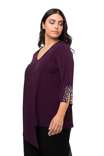 Ulla Popken Damen Asymmetrische Perlendetail am Ärmel Bluse, orientrot, 54-56 von Ulla Popken