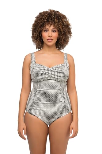 Ulla Popken Damen Badeanzug, Drapiert, Softcups, Powermesh, Schwarz, 56 EU von Ulla Popken