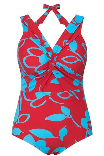 Ulla Popken Damen Cut Out Floral Badeanzug, rot, 56 von Ulla Popken