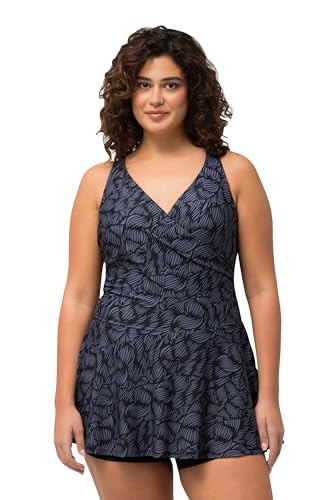 Ulla Popken Damen Badekleid April Mit Shorts, Blätter Badeanzug, Schwarz, 62 EU Ulla Popken Damen Badekleid April Mit Shorts, Blätter Badeanzug, Schwarz, 62 EU von Ulla Popken