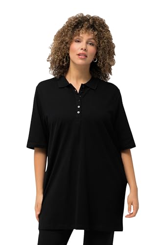 Ulla Popken Damen Basic Poloshirt, Schwarz, 50-52 EU von Ulla Popken