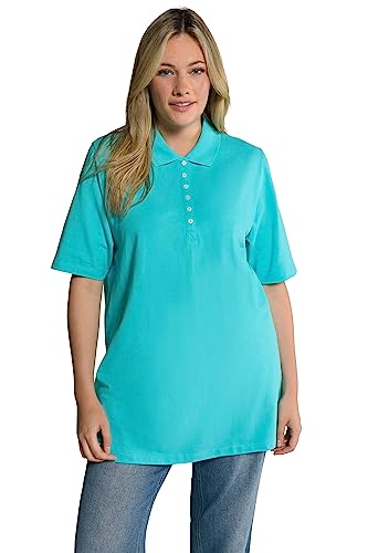 Ulla Popken Damen Basic Poloshirt T-Shirt, tiefes aqua, 66-68 von Ulla Popken