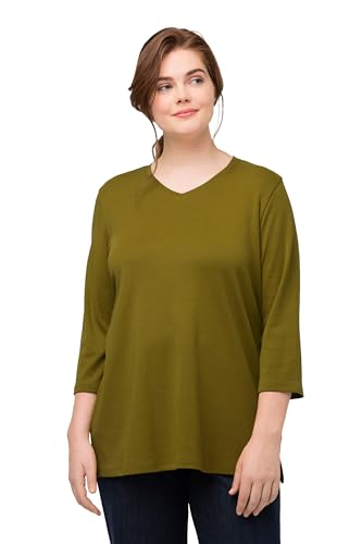 Ulla Popken Damen Basic T-Shirt, gelbgrün, 46-48 von Ulla Popken