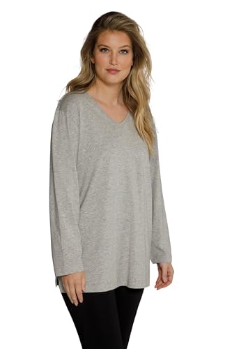 Ulla Popken, Damen, große Größen, Basic-V-Shirt, Langarm von Ulla Popken