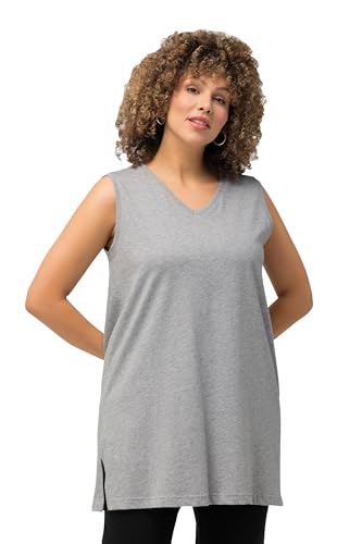 Ulla Popken Damen Basic-v-top T-Shirts, Hellgrau Mélange, 58-60 EU von Ulla Popken