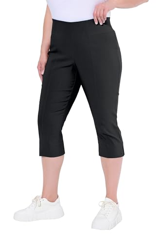 Ulla Popken Damen Bengalin-Capri Hosen, schwarz, 56W / 32L von Ulla Popken