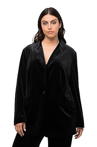 Ulla Popken Damen Samt Blazer, schwarz, 44 von Ulla Popken