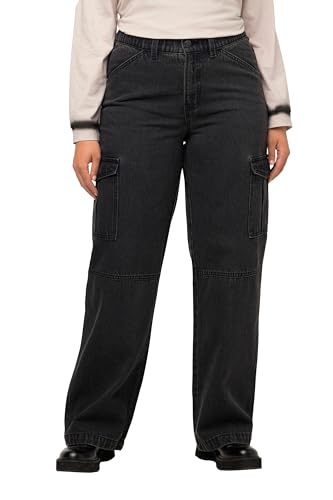 Ulla Popken Damen Cargo - Denim Hose, Schwarz, 52 Große Größen EU von Ulla Popken