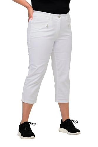 Ulla Popken Damen Mony, Wadenlang, Zipptaschen, Stretch Hose, Schneeweiß, 40W / 32L EU von Ulla Popken