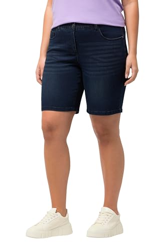 Ulla Popken Damen Jeansbermuda Mandy, 5-Pocket-Form, Komfortbund Freizeithose, Blue Denim, W50 / L32 von Ulla Popken