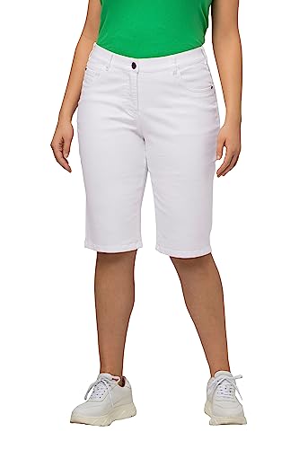 Ulla Popken Damen Jeansbermuda Mandy, 5-Pocket-Form, Komfortbund Freizeithose, White Denim, W32 / L32 von Ulla Popken