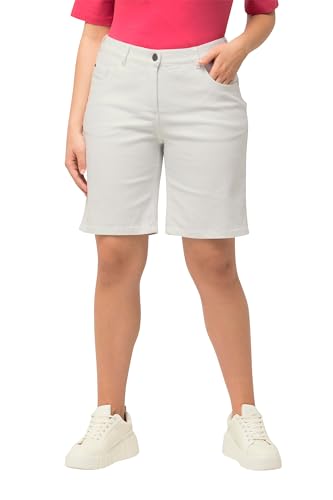 Ulla Popken Damen Jeansbermuda Mandy, 5-Pocket-Form, Komfortbund Freizeithose, White Denim, W32 / L32 von Ulla Popken