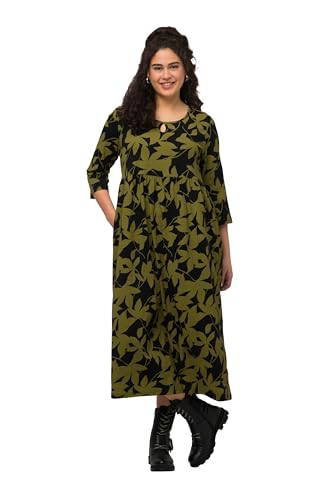 Ulla Popken Damen Jerseykleid mit Druck, A-Line Kleider, erbse, 50-52 von Ulla Popken