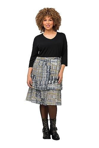 Ulla Popken Damen Jerseykleid mit Plisseerock Kleider, schwarz, 50-52 von Ulla Popken