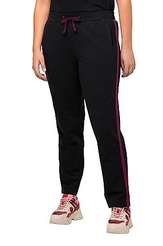 Ulla Popken Damen Jogginghose, Seitenstreifen, Elastikbund, Taschen Hose, schwarz, 40W / 32L von Ulla Popken