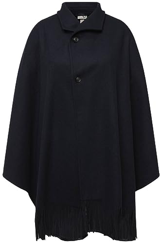 Ulla Popken Damen Landhaus Poncho Fransen Indoorjacken, Marine, 28-34 von Ulla Popken