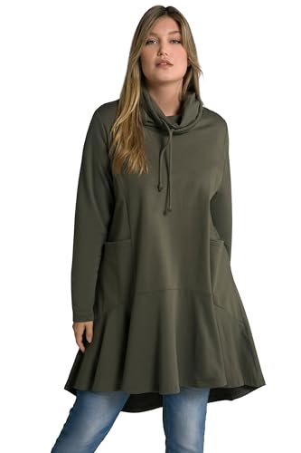 Ulla Popken, Damen, große Größen, Longsweater, hinten länger, A-Linie, Stehkragen, Langarm, marine, 54-56 von Ulla Popken