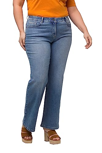 Ulla Popken Damen Marlenejeans Mary, Weites Bein, Komfortbund, Biobaumwolle Jeans, Blue Denim, 40W / 34L EU von Ulla Popken