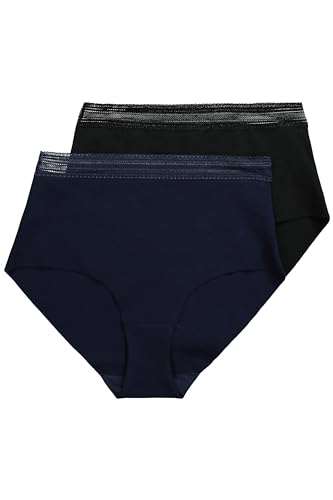 Ulla Popken Damen Maxislips, 2er-Pack, CleanCut, höher geschnitten Unterwäsche, Multicolor, 54-56 von Ulla Popken