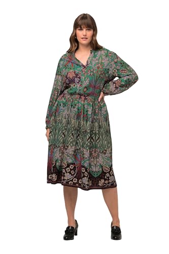 Ulla Popken Damen Midikleid V-Neck Print Kleider, Dunkelbraun, 42-44 Große Größen EU von Ulla Popken