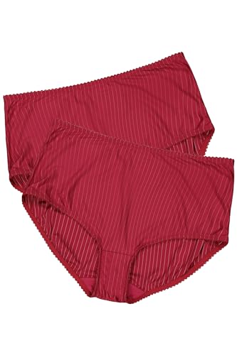Ulla Popken Damen Midislips, 2er-Pack, Nadelstreifen, höher geschnitten Slips, Dunkelrot, 54-56 von Ulla Popken