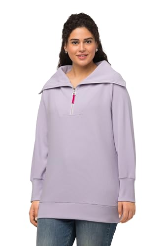 Ulla Popken Damen Ottomansweatshirt mit Troyer Sweatshirt, Pastell Flieder, 62-64 von Ulla Popken