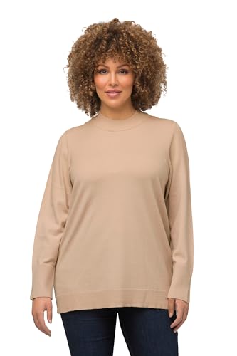 Ulla Popken Damen, Stehkragen, Langarm, Rippbündchen Pullover, Sand, 50-52 von Ulla Popken