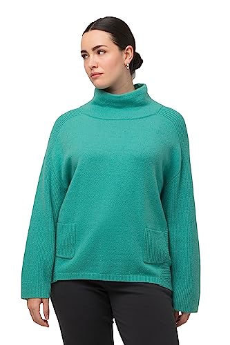 Ulla Popken Damen Stehkragen Pullover, Cyan, 42-44 von Ulla Popken