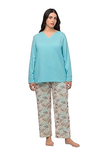 Ulla Popken Damen Pyjama, Floral Lines Schlafanzüge, vanille, 42-44 von Ulla Popken