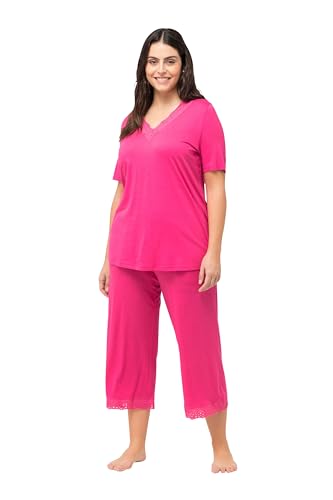 Ulla Popken Damen, Lochstickerei, V-Ausschnitt, Halbarm, Modalmix Pyjama, 0, 54-56 von Ulla Popken