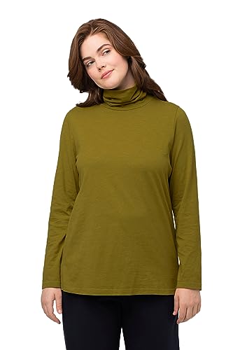 Ulla Popken Damen Shirt, Rollkragen, Slim, Langarm, Biobaumwolle Langarmshirt, gelbgrün, 50-52 von Ulla Popken