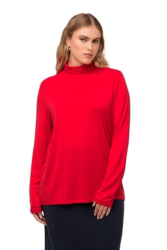 Ulla Popken Damen Rollkragen mit Raffung am Ärmel T-Shirt, rot, 46-48 von Ulla Popken