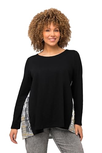 Ulla Popken Damen Plissee Einsatz T-Shirt, schwarz, 42-44 von Ulla Popken