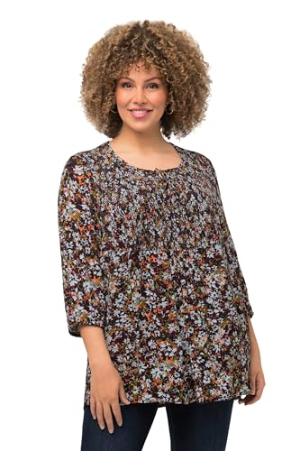 Ulla Popken Damen Smokbluse mit Blumendruck Bluse, Oliv, 50-52 von Ulla Popken