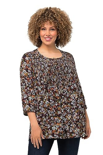 Ulla Popken Damen Smokbluse mit Blumendruck Bluse, Oliv, 50-52 von Ulla Popken