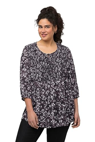 Ulla Popken Damen Smokbluse mit Blumendruck Bluse, schwarz, 50-52 von Ulla Popken