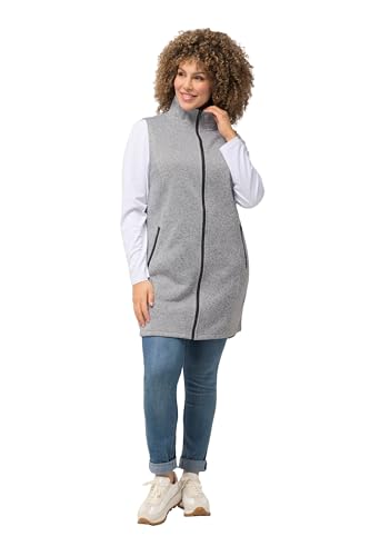 Ulla Popken Damen Strickfleece-Weste Sweatjacken, Grau, 42-44 EU von Ulla Popken