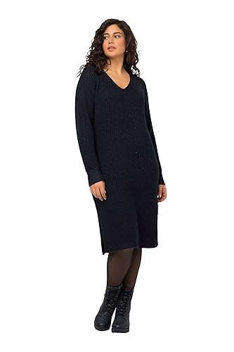 Ulla Popken Damen Strickkleid, V-Neck Kleider, Marine-Melange, 46-48 von Ulla Popken