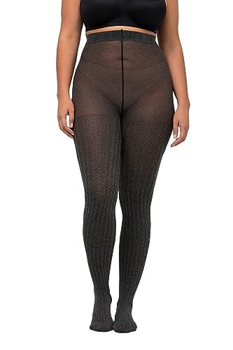 Ulla Popken Damen Strumpfhose, Hahnentritt Groß-Übergröße, Schwarz, 54-56 von Ulla Popken