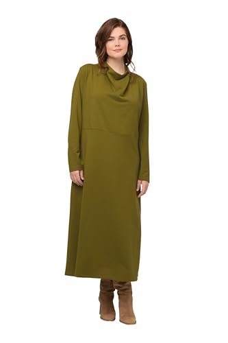 Ulla Popken Damen Sweat Dress with Waterfall Collar Kleider, gelbgrün, 46-48 von Ulla Popken