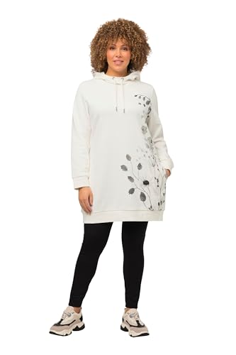 Ulla Popken Damen Sweathoodie lang Trockenblumen Sweatshirt, Offwhite, 50-52 von Ulla Popken