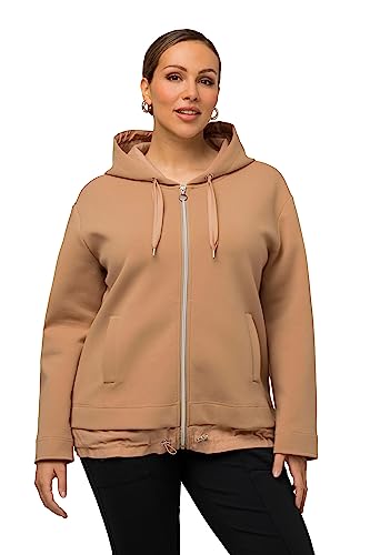 Ulla Popken Damen Sweatjacke, Kapuze, Saumband, Hoodie Strickjacke, Kiesel, 46-48 von Ulla Popken