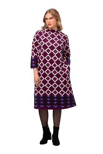 Ulla Popken Damen Sweatkleid mit Stehkragen, grafisch Kleider, Pflaume, 62-64 von Ulla Popken