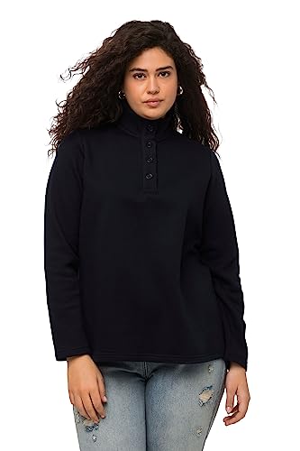 Ulla Popken, Damen, große Größen, Sweatshirt, Strick-Stehkragen, Knöpfe, Langarm von Ulla Popken