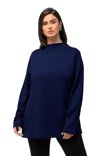 Ulla Popken Damen, Struktur Sweatshirt, Titan blau, 54-56 von Ulla Popken