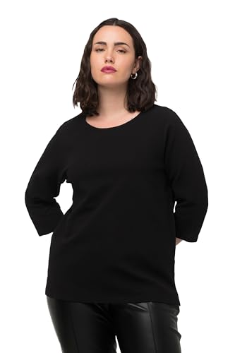 Ulla Popken Damen Struktur Sweatshirts, schwarz, 50-52 von Ulla Popken