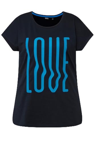 Ulla Popken Damen Mit Schriftzug Druck, Oversize Dori 829291 T-Shirt, Marine, 50-52 EU von Ulla Popken